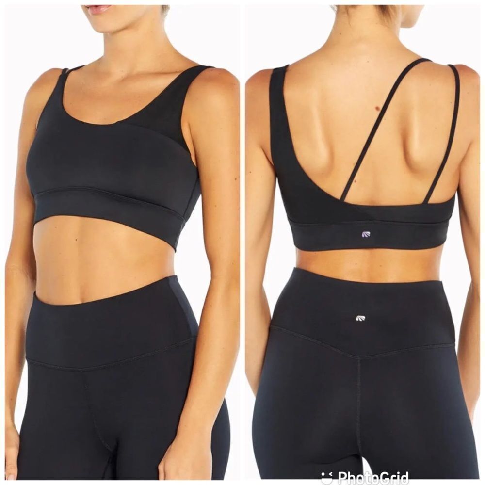 CYCLE HOUSE Marika Black‎ Mesh Sports Bra Techno Lite Strappy Yoga Large New